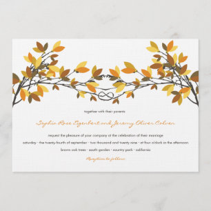 Invitation Brown amoureux noué arbres automne Mariage d'autom