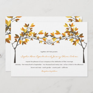 Invitation Brown amoureux noué arbres automne Mariage d'autom