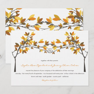Invitation Brown amoureux noué arbres automne Mariage d'autom