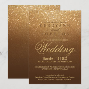 Invitation Brown and Gold Glitter