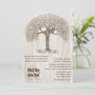 Invitation Brown arbre Inséparable Mariage de bois jaune