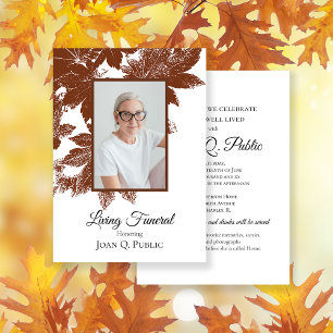 Invitation Brown Automne laisse Living Funeral Party