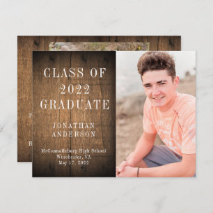 Invitation Brown Barn Wood 3 - Fête de graduation photo