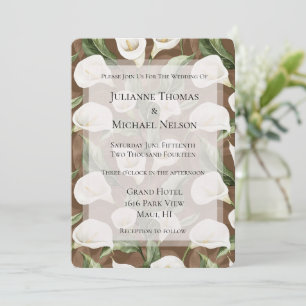 Invitation Brown blanc Calla Lily Mariage Floral