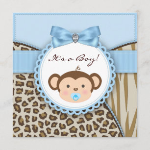 Invitation Brown Blue Singe Baby Boy Douche