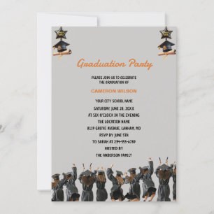 Invitation Brown Boho Bohemian Minimal Graduation Party