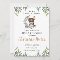 Brown Chihuahua Chien Boy Boho Baby shower de verd