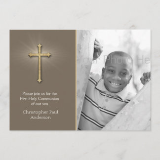 Invitation Brown, Croix d'Or, Photo religieuse