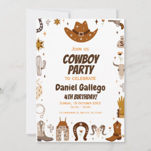 Invitation Brown Cute Cowboy fête d'anniversaire