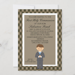 Invitation Brown Cute First Communion