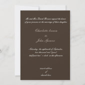 Invitation Brown Damask FAUX ruban diamante conception (Dos)