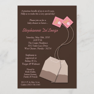 invitation Brown de baby shower de thé de sachet à
