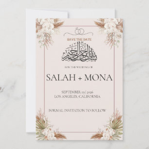 Invitation Brown de mariage floral, Nikkah Walimah