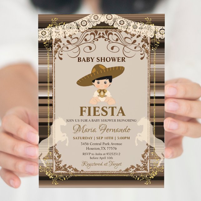Invitation Brown du Baby shower mexicain Fiesta (Créateur téléchargé)
