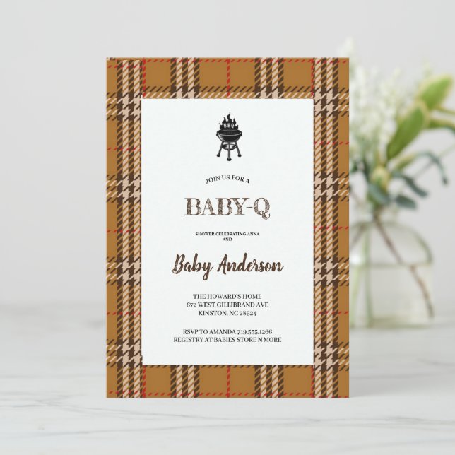INVITATION Brown DU PARTI BBQ BABYSHOWER (Debout devant)