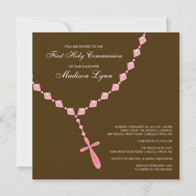 Invitation Brown du Rosaire rose à la première com (Devant)