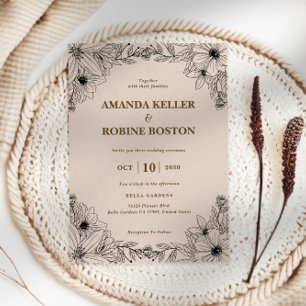 Invitation Brown Elegant Mariage Flower