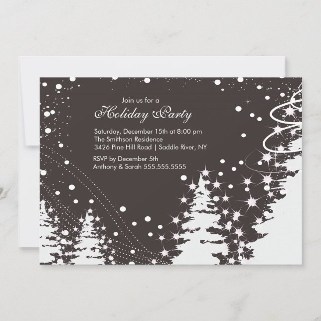 Invitation Brown et blanche pour les fêtes d'hiver (Devant)