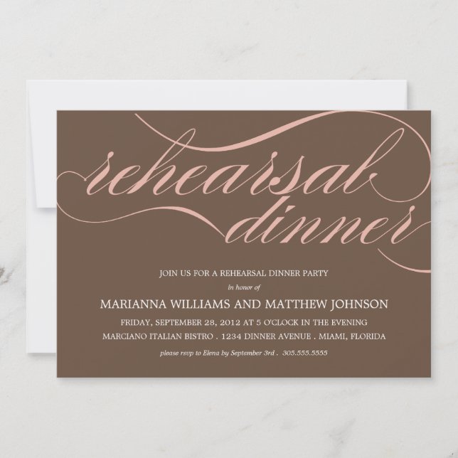 INVITATION BROWN ET ROSE DE PARTIE DE LA (Devant)