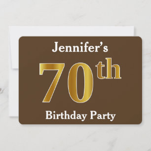 Invitation Brown, Faux Gold 70th Birthday Party; Nom personna