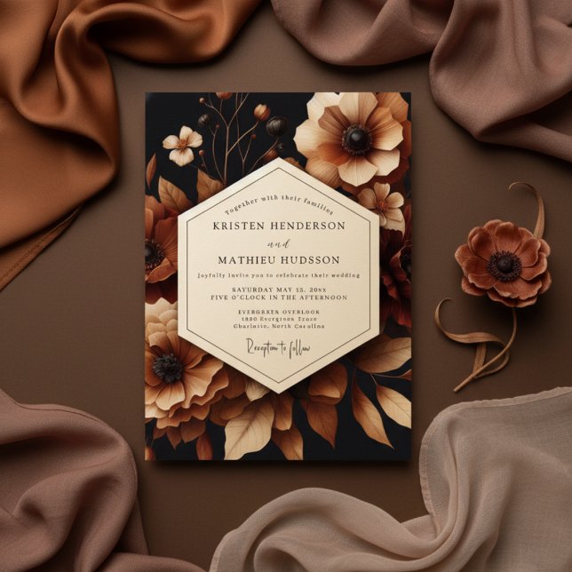 Invitation Brown Floral Opulent Wedding (Créateur téléchargé)