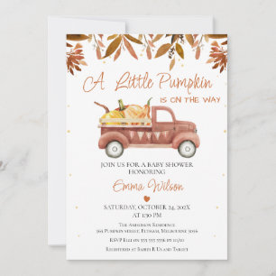 Invitation Brown Foliage Heart Citrouille Baby shower de cami