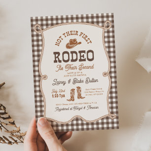 Invitation Brown Gingham Pas Leur Premier Rodéo
