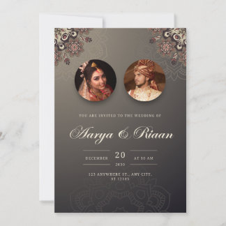 Invitation Brown Gradient mariage indien traditionnel