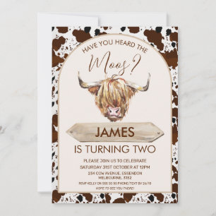 Invitation Brown Highland Cow Cow Imprimer Anniversaire
