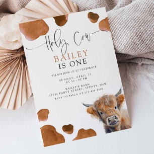 Invitation Brown Highland Cow Invitation, fête d'anniversaire