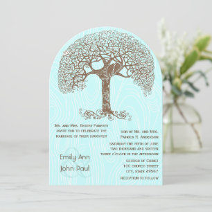 Invitation Brown Inséparable bois Turquoise Mariage