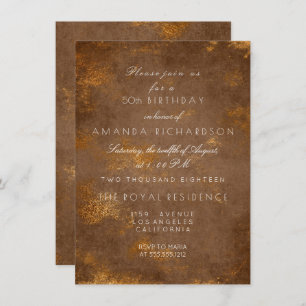 Invitation Brown Maroon Sepia déprimé Grungy Gold Anniversair