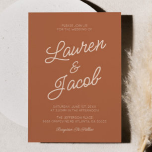 Invitation Brown minimaliste moderne Mariage Boho