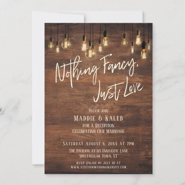Invitation Brown Mur Edison Lumières Rien De Fancy Just Love (Devant)