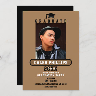 Invitation Brown & Noir Modern School Graduation Party 