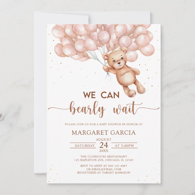 Invitation Brown Nous pouvons attendre prématurément Teddy Be (Devant)