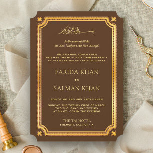 Invitation Brown or traditionnel musulman musulman Mariage