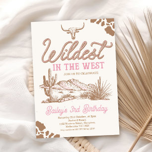 Invitation Brown Pink Wild West sauvage dans l'Ouest Annivers