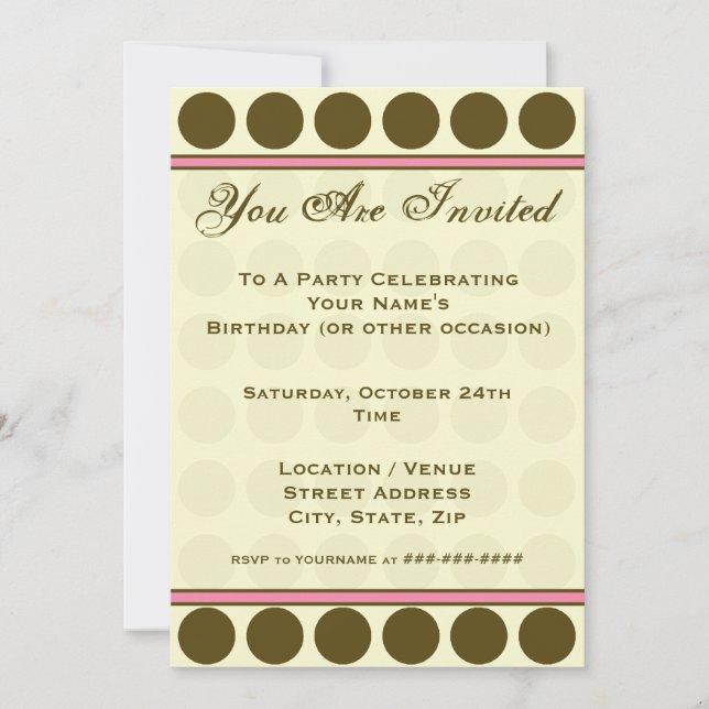 Invitation Brown Polka Dot Fashion (Devant)