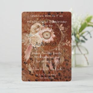 Invitation Brown Rose Blush Floral Drecher Anniversaire