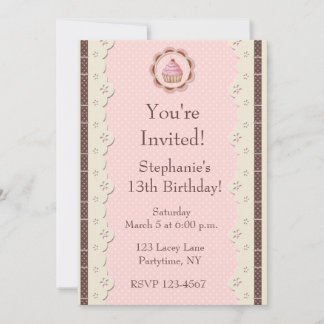 Invitation Brown rose d'anniversaire de dentelle