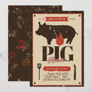 Invitation Brown rôti de porc Vintage orange