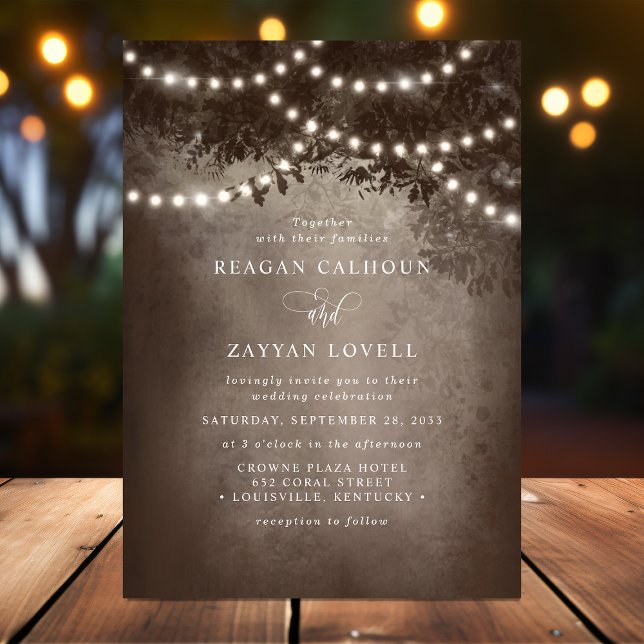 Invitation Brown Rustic DreamTree String Mariage (Créateur téléchargé)