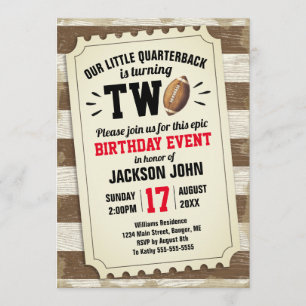 Invitation Brown Rustic pour le 2ème anniversaire de football