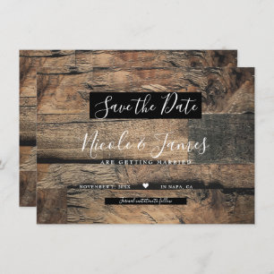 Invitation Brown Rustic Vieux Bois Mariage Enregistrer la dat