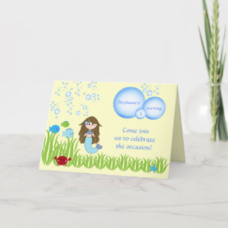 Invitation Brown sirène mignonne filles fête d'anniversaire i