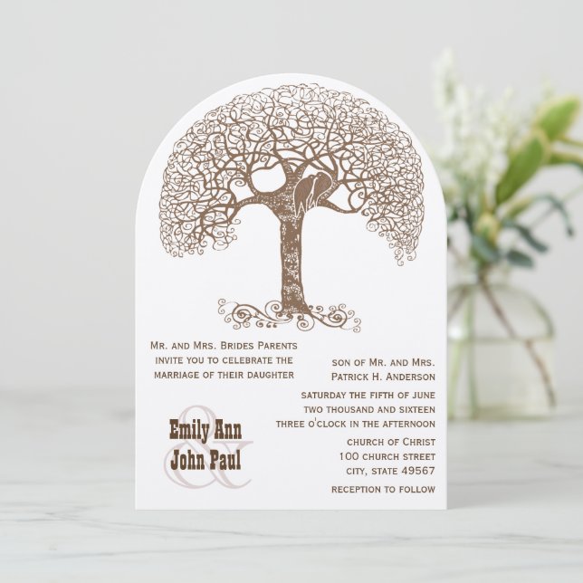 Invitation Brown Swirl Rustic Tree Inséparable Woodland Maria (Debout devant)