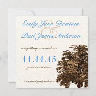 Invitation Brown Tree Aqua Blue Font Wedding Enregistrer la d