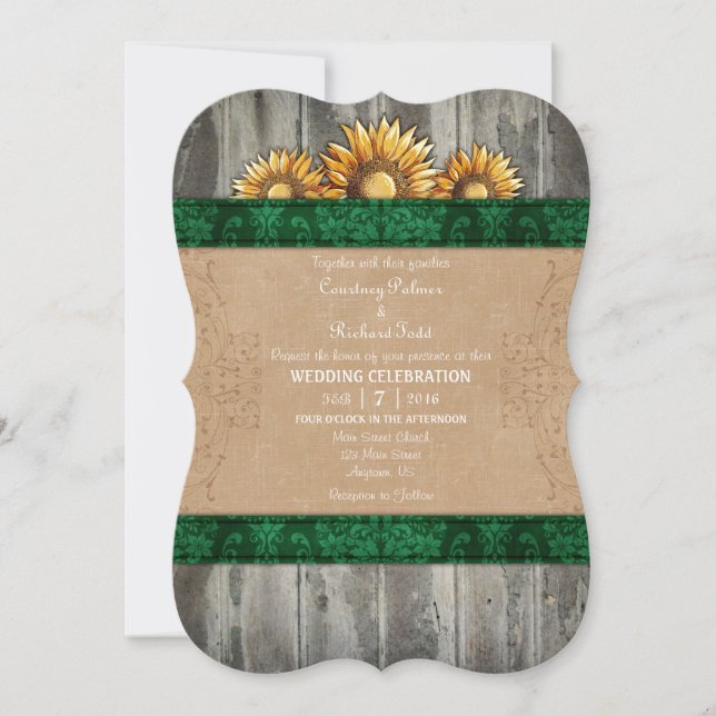 Invitation Brown Vert foncé Noir Rustique Mariage de tourneso (Devant)