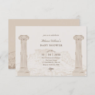 Invitation Brown vintage baby shower d'architecture ancienne